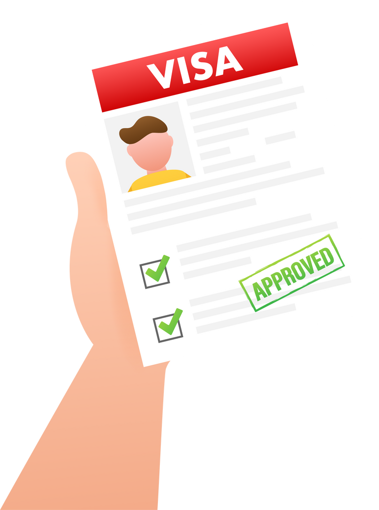 Clipboard with visa application. Travel approval. Immigration visa. Vector stock illustration.